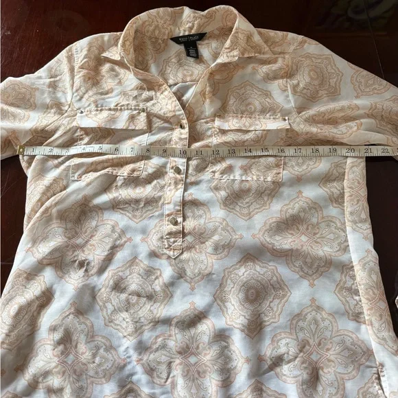 White House Black Market Women's beige & peach blouse size 10 - Picture 6 of 9